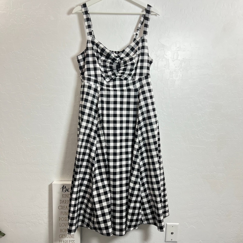 Torrid 1 dress high waist Aline black white checker thick straps smock summer